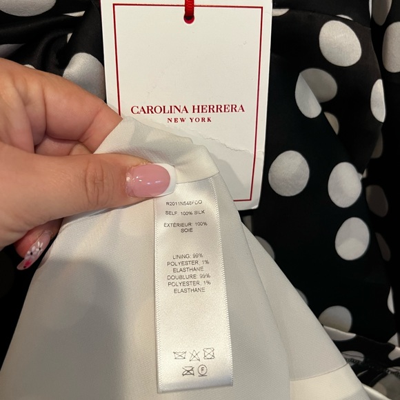 Carolina Herrera Puff Slv Wide V Neck Dress - Picture 6 of 7